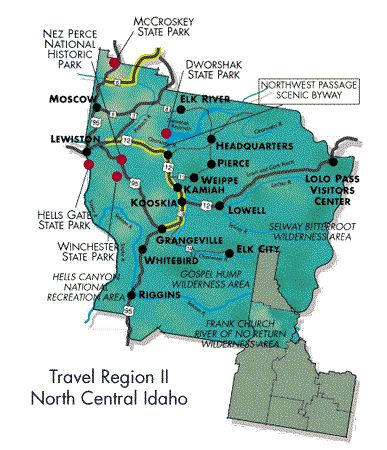 North Central Idaho Map (39437 bytes)