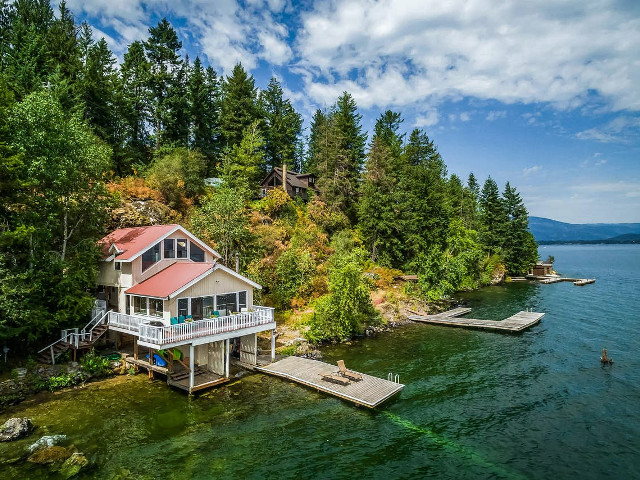 Waterfront Cabin on Bottle Bay Road in Sandpoint, Idaho.