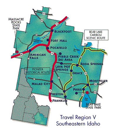 Southeast Idaho Travel Map (34652 bytes)