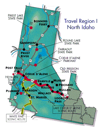 North Idaho Map (37696 bytes)
